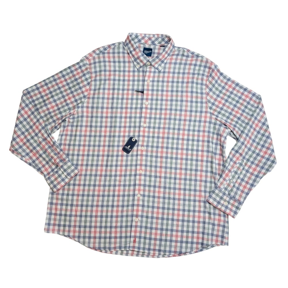 NWT Johnnie-O Callum Performance Shirt Mens‎ XXL Navy Plaid Bamboo Stretch